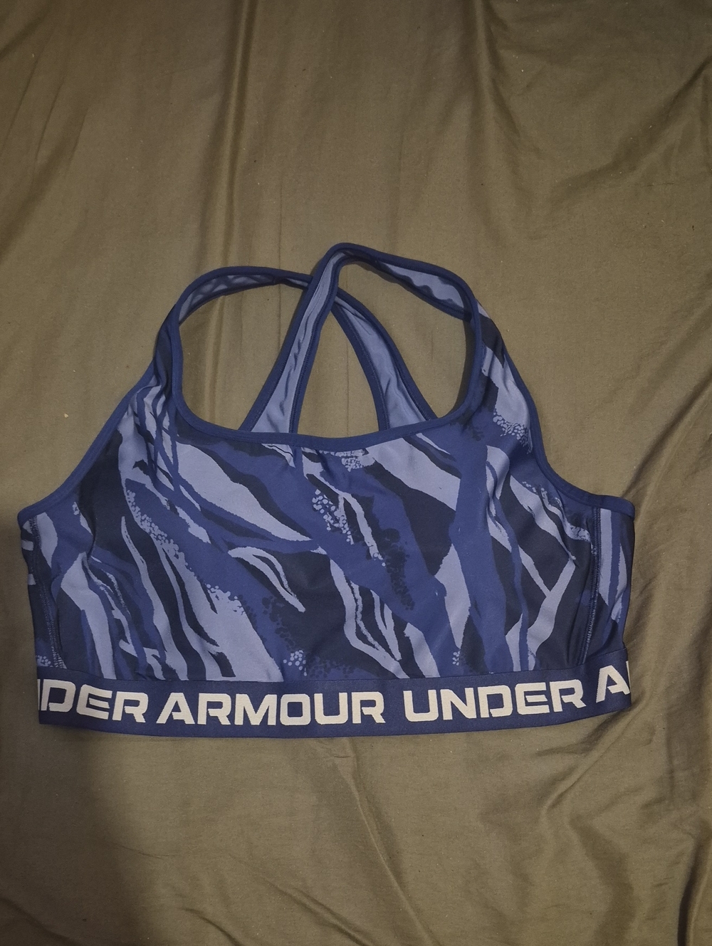 Under Armour Navy & Light Blue Patterned Women's Racerback Sports Bra